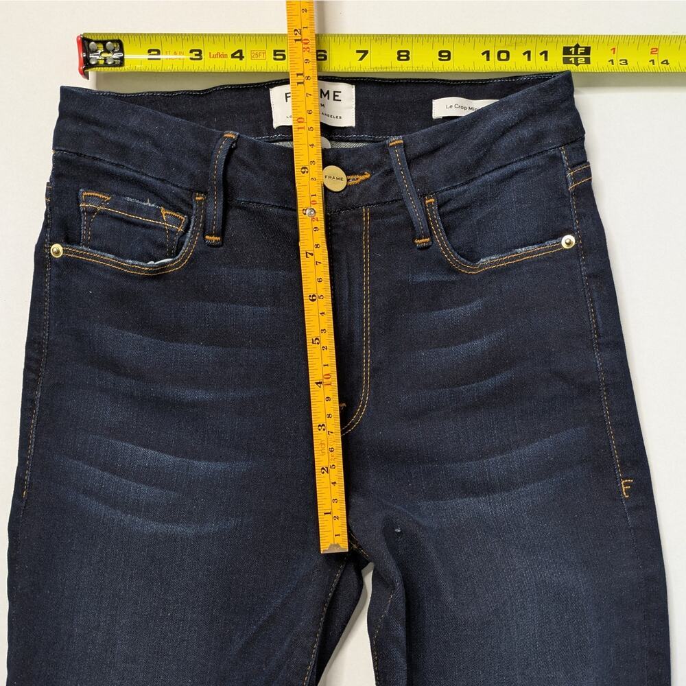 FRAME Le Crop Mini Boot Jeans 27 Cabana Dark Blue Flare 24" Inseam - Picture 7 of 10